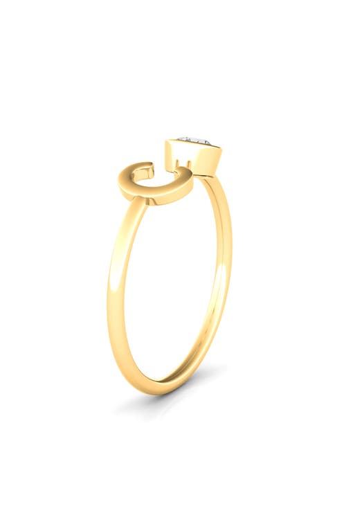 Hautecarat Lab Grown Diamond Letter Ring In 18k Yellow Gold - C