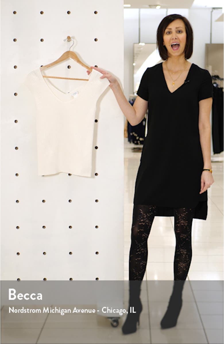 Ribbed V-Neck Cap Sleeve Sweater, sales video thumbnail