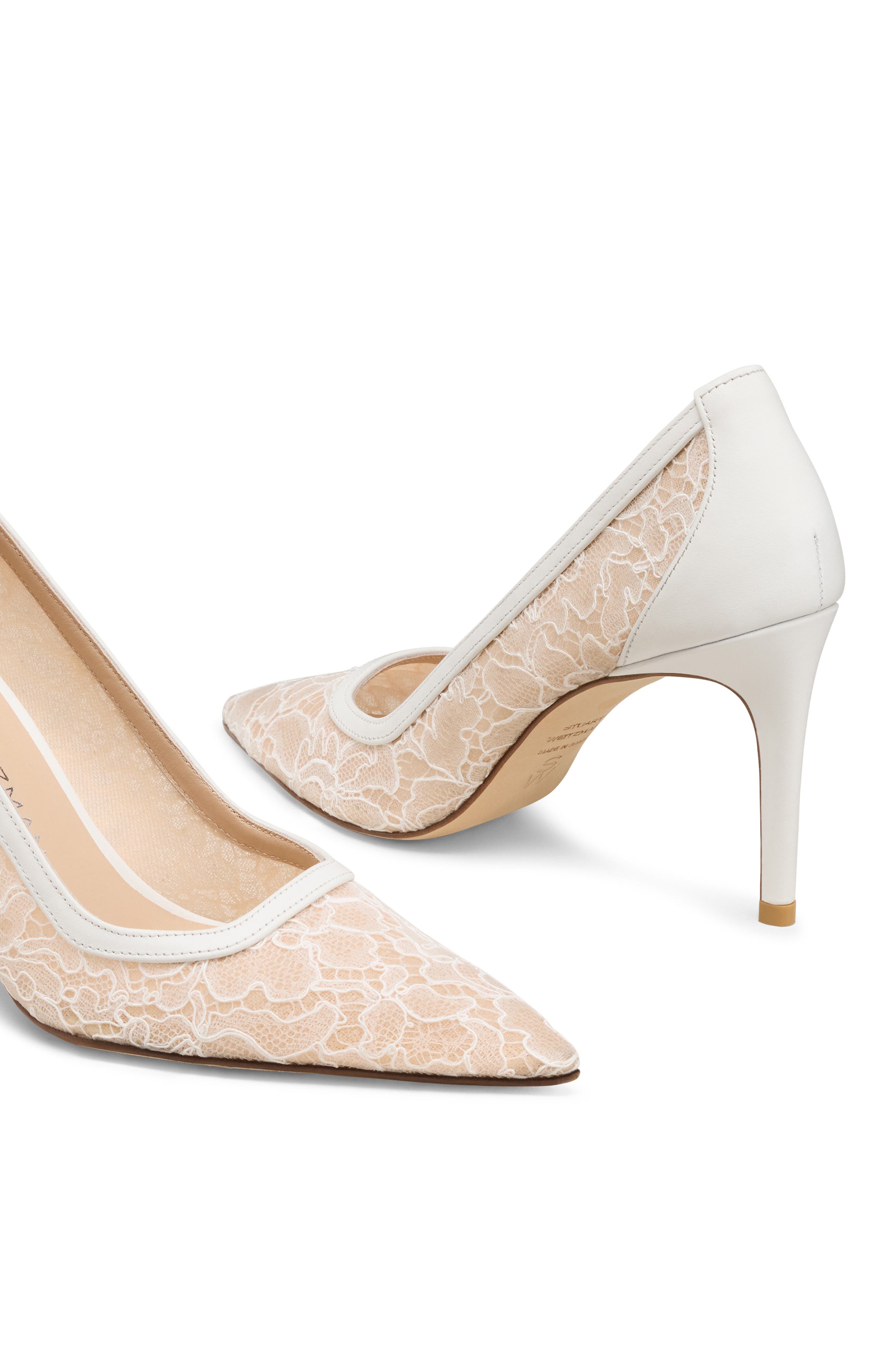 Stuart Weitzman Stuart Power 85 Lace Pointed Toe Pump, Alternate, color, 