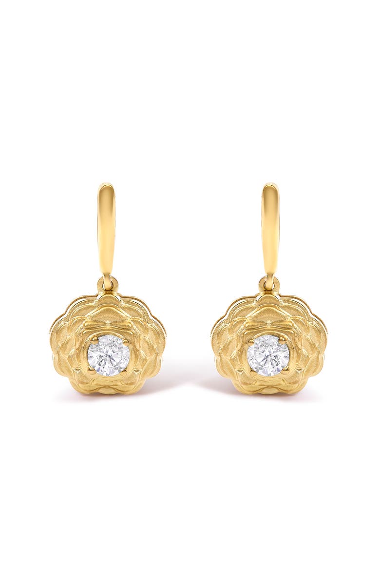 Haus of Brilliance 14K Yellow Gold Plated Sterling Silver 5/8 Cttw Lab Grown Diamond Flower Drop Earrings, Main, color, Yellow Gold Over Silver