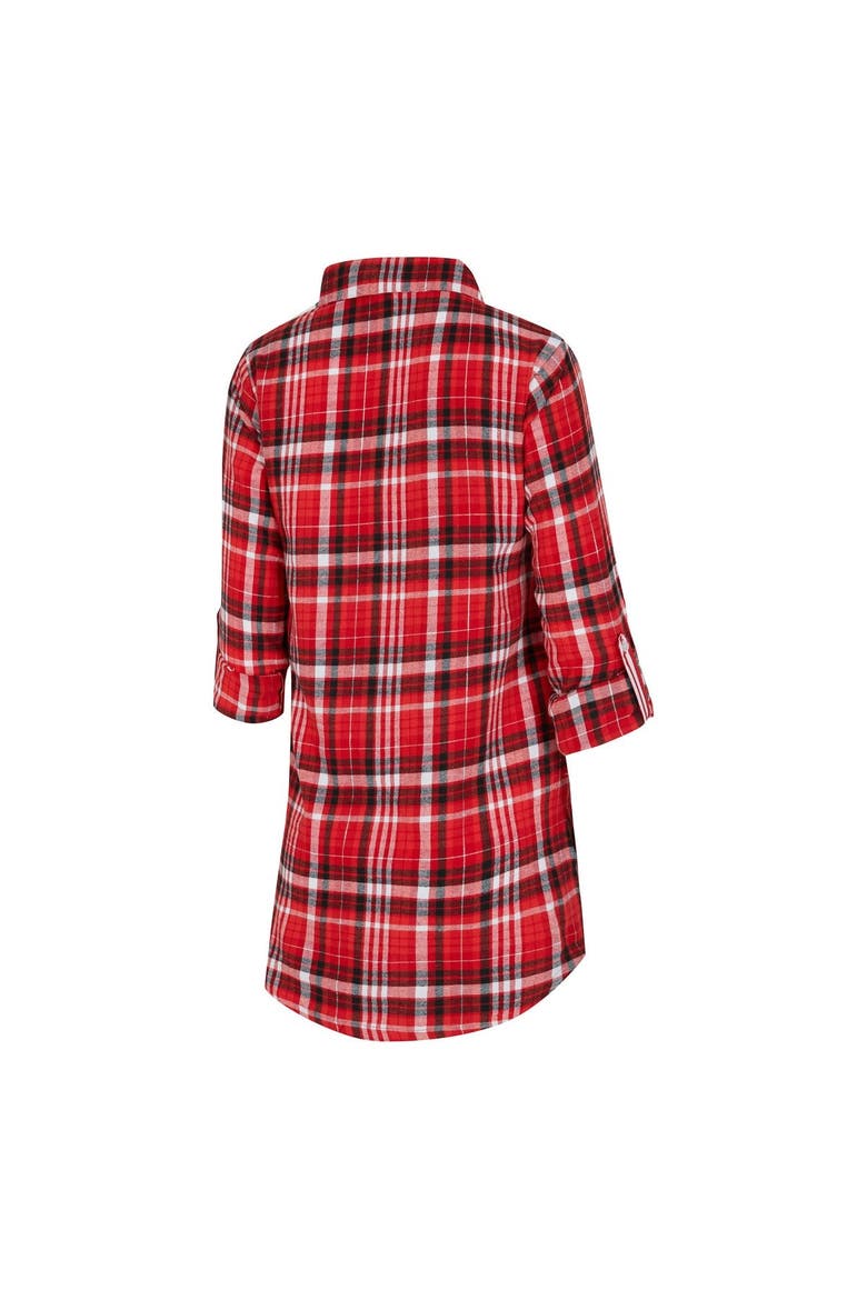 Women's Concepts Sport Red Kansas City Chiefs Laney Plaid Tri-Blend Full-Button Nightshirt, Alternate, color, Red
