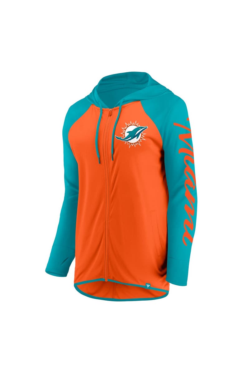 FANATICS Women's Fanatics Orange/Aqua Miami Dolphins Script Full-Zip Hoodie, Alternate, color, Orange