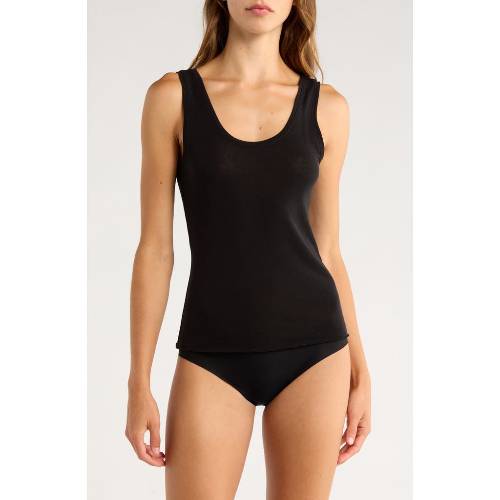 Nordstrom Luxe Layering Cotton Blend Tank Top In Black