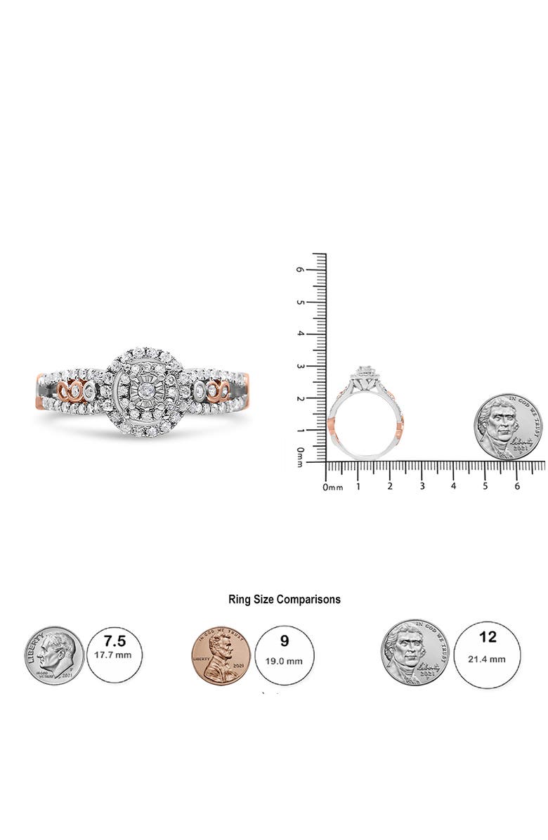 Haus of Brilliance 14K Rose Gold Plated Silver 1/2 Cttw Diamond Double Frame Cross-Over Engagement Ring, Alternate, color, White