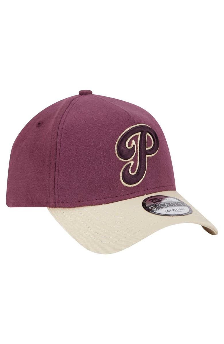 New Era Men's New Era Maroon Philadelphia Phillies  Moleskin A-Frame 9FORTY Adjustable Hat, Alternate, color, 