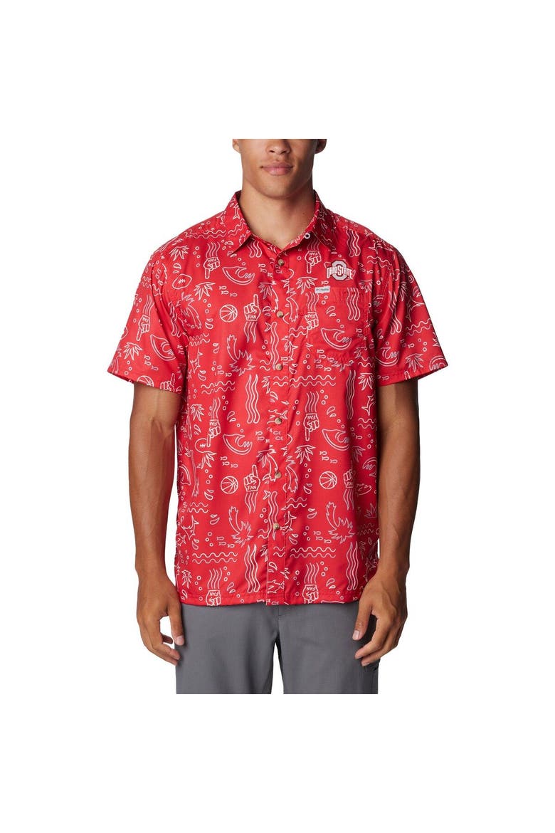 Men's Columbia Scarlet Ohio State Buckeyes Super Slack Tide Omni-Wick Button-Up Shirt, Main, color, Scarlet