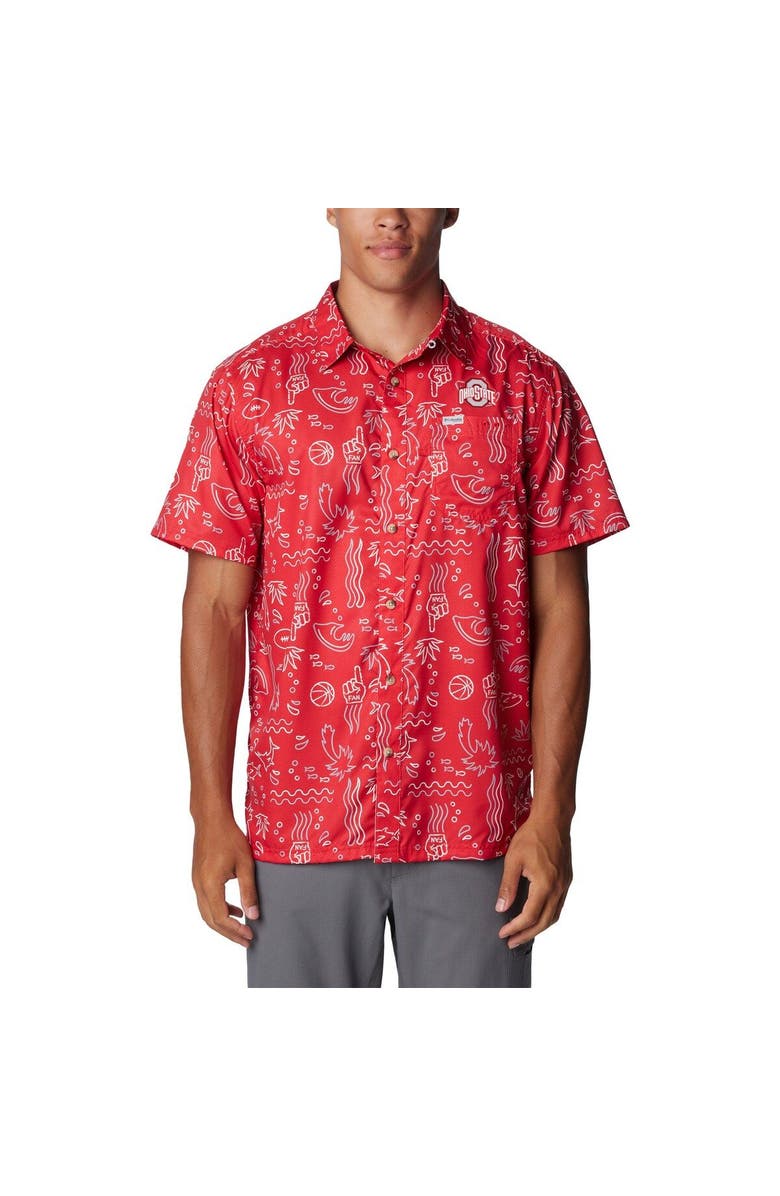 Columbia Men's Columbia Scarlet Ohio State Buckeyes Super Slack Tide Omni-Wick Button-Up Shirt, Main, color, Scarlet
