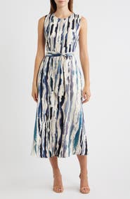 Maggy London Tie Dye Stripe Sleeveless Dress