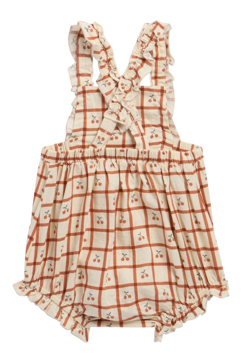 Chiara Cherry Check Romper, Alternate, color, NATURAL