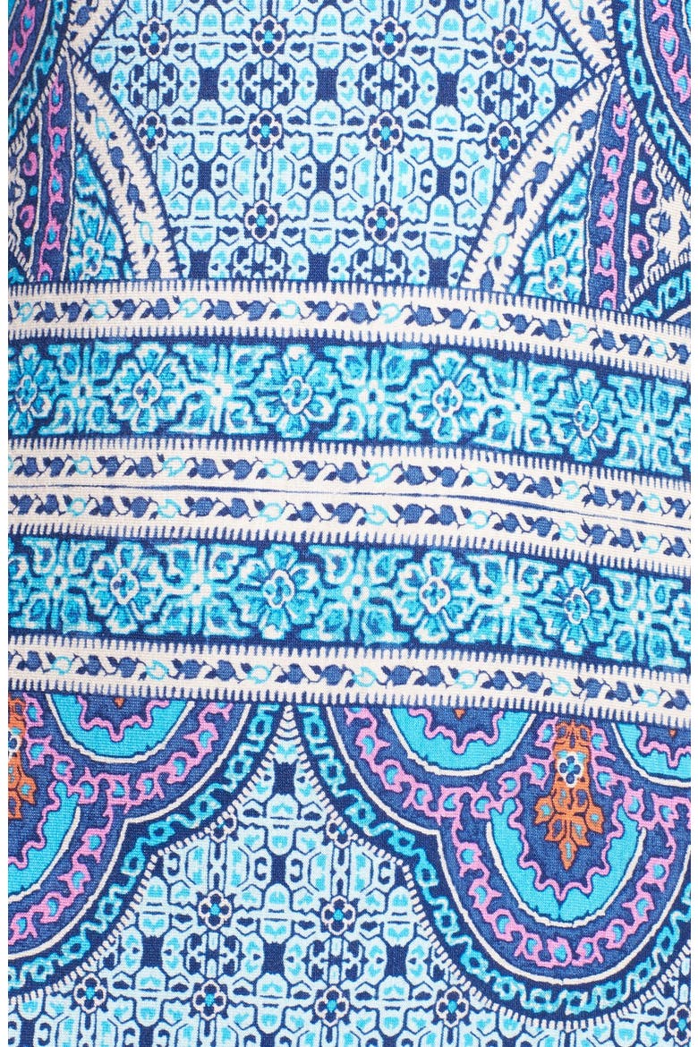 'Jeanna' Print Jersey Fit & Flare Dress, Alternate, color, BLUE DEPTHS COMBO