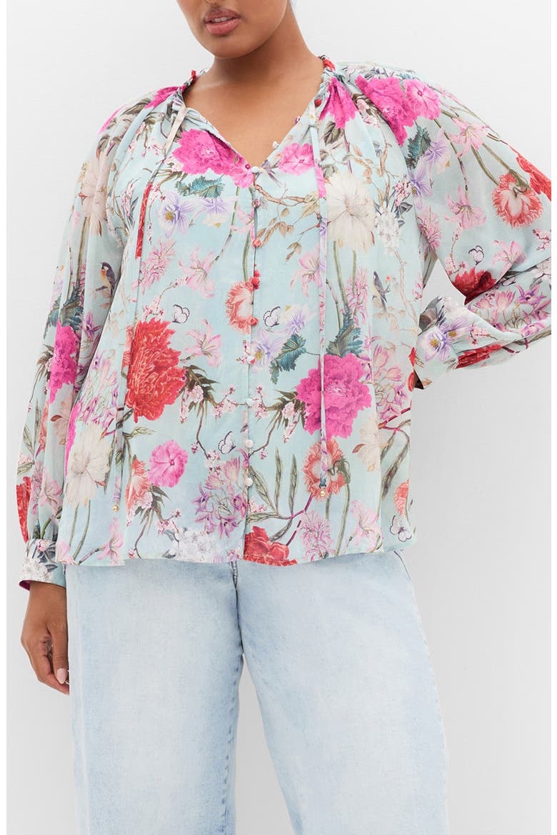 Sienna Botanique Print Shirt, Main, color, MINT BOTANIQUE