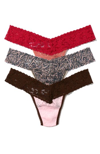 Hanky Panky Low Rise Lace Thongs In Multi