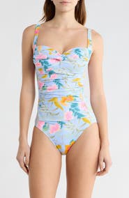 Betsey Johnson Sweetheart Ruched One-Piece Swimsuit