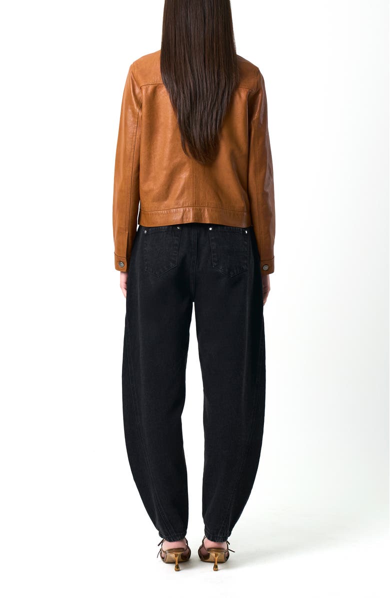 Velez Kalahari Genuine Leather Semi-Fitted Silhouette Trucker Jacket, Alternate, color, Honey