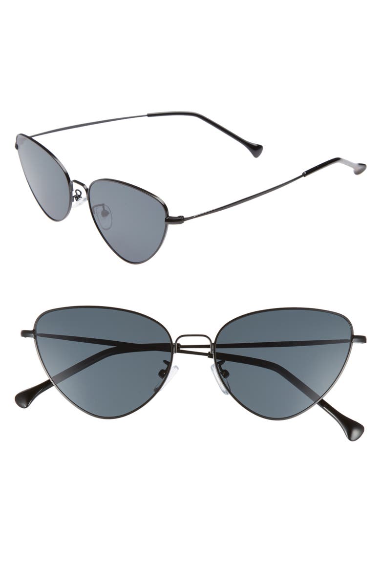 The Bella 55mm Cat Eye Sunglasses, Main, color, BLACK