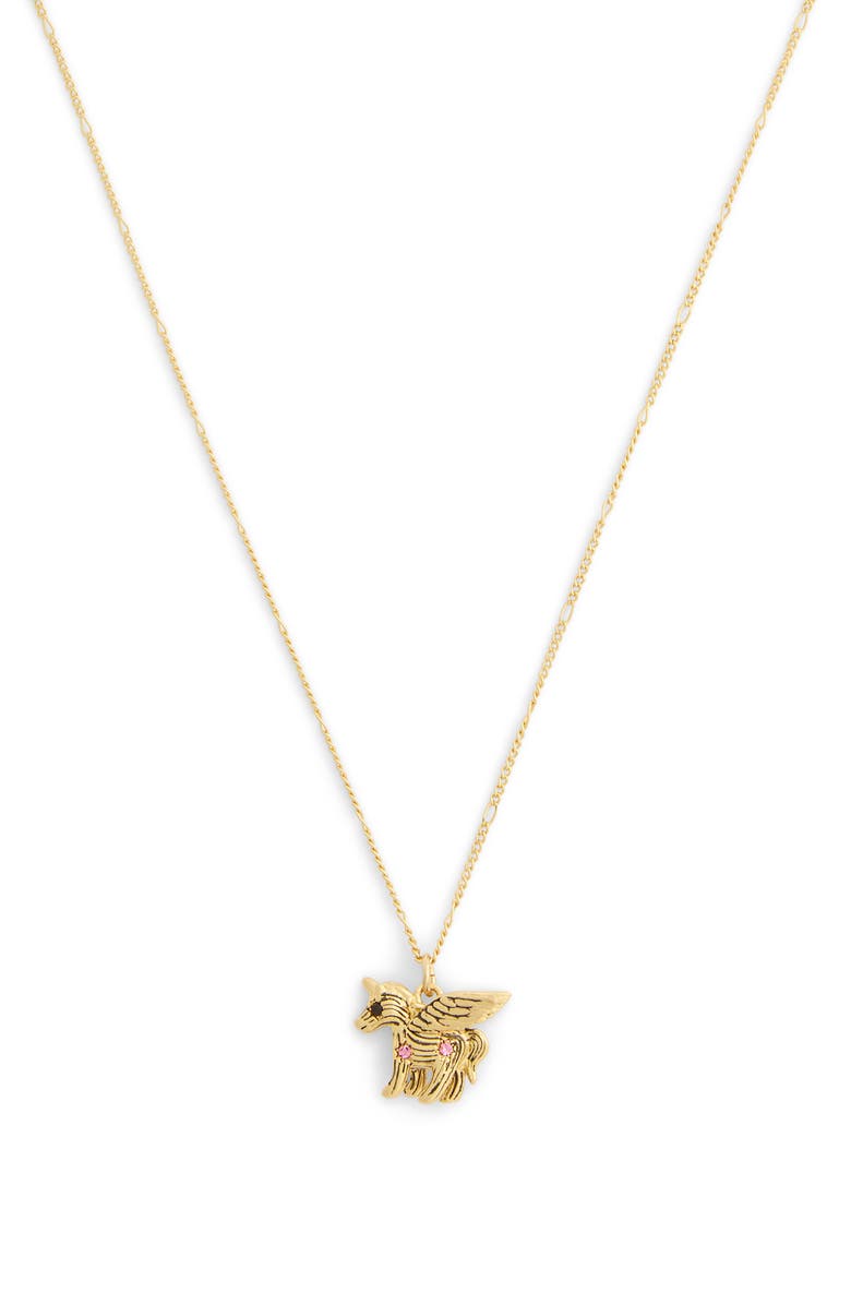 COACH Brushed Pegasus Short Pendant Necklace, Alternate, color, 