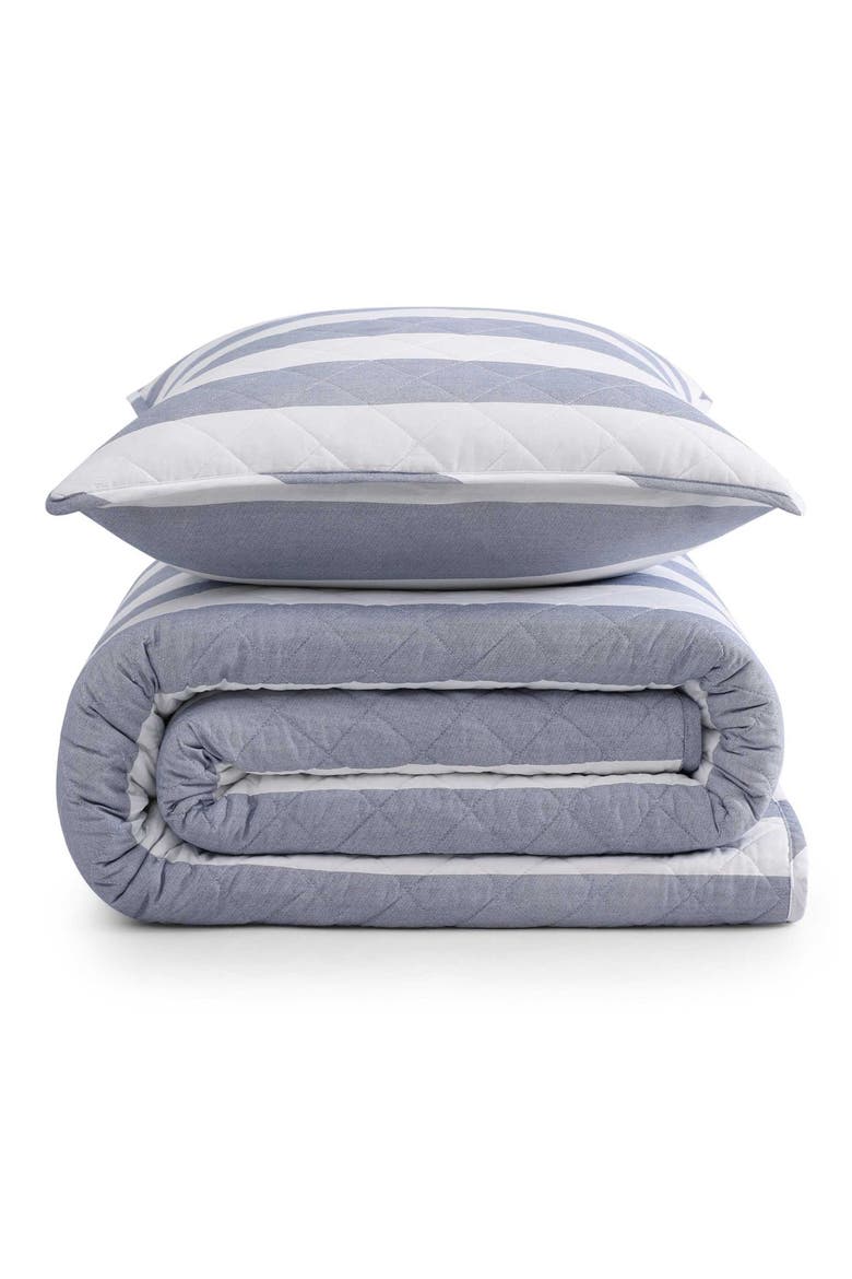 Capri Stripe Quit & Shams Set, Main, color, NAVY BLUE-NAVY BLUE