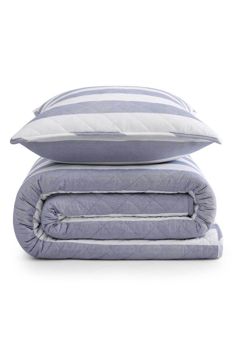 Tommy Hilfiger Capri Stripe Quit & Shams Set, Main, color, Navy Blue-Navy Blue