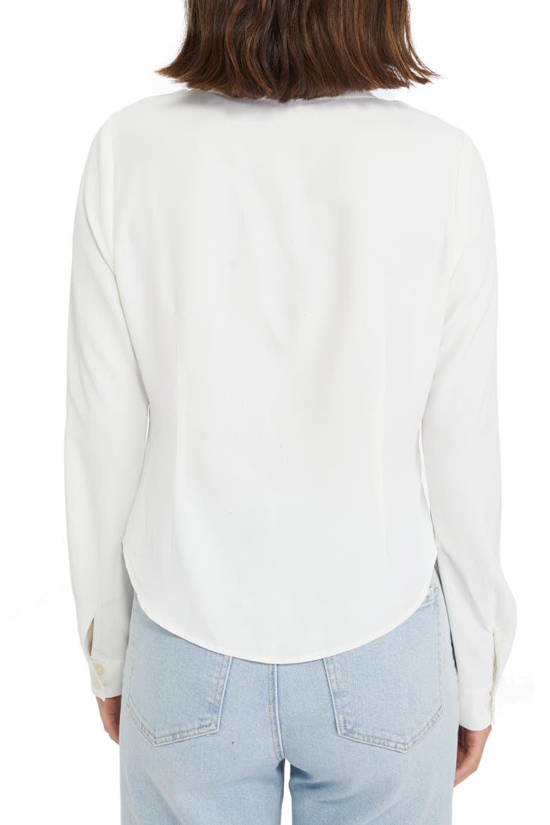 Ruched Boyfriend Button-Up Shirt, Alternate, color, WHITE