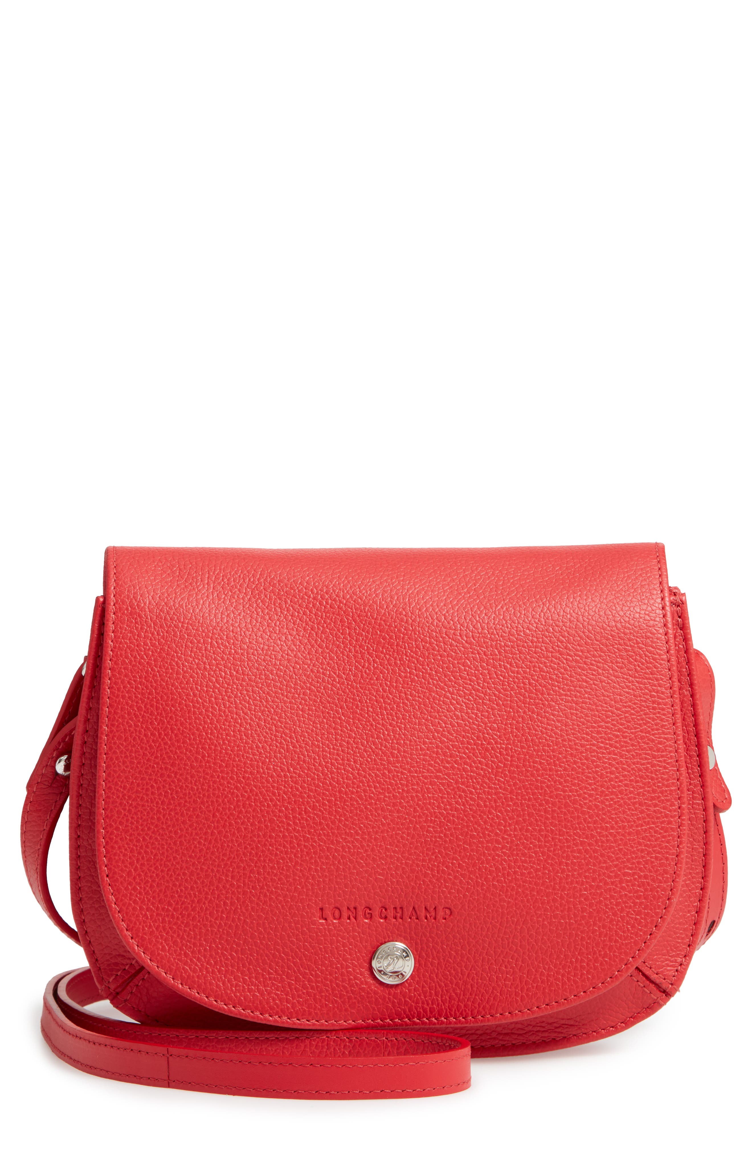 Small Le Foulonne Leather Crossbody Bag, Main, color, RED ORANGE