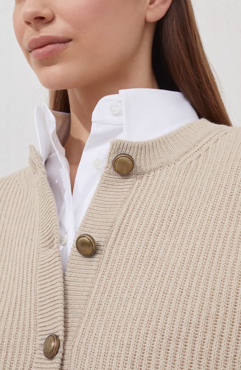 Brunello Cucinelli English rib knit cardigan, Alternate, color, Beige