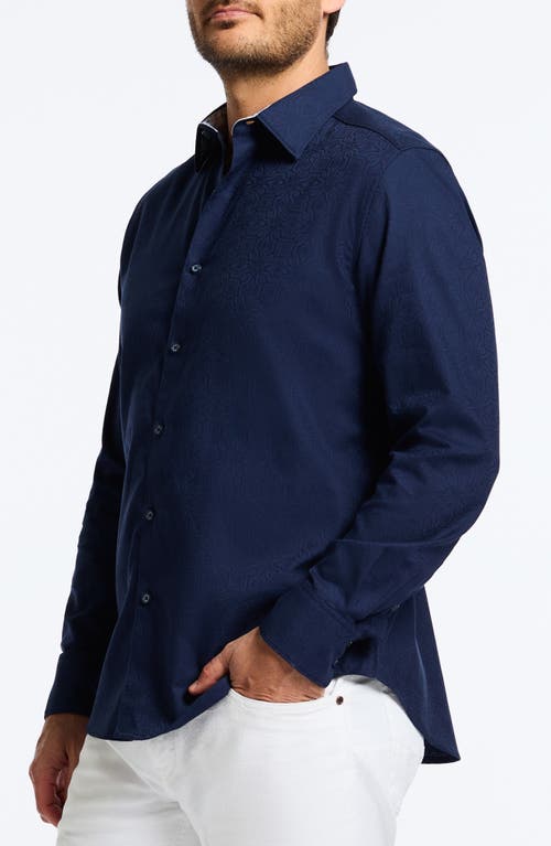 Robert Graham Odyssey Classic Fit Jacquard Long Sleeve Stretch Cotton Button-up Shirt In Blue