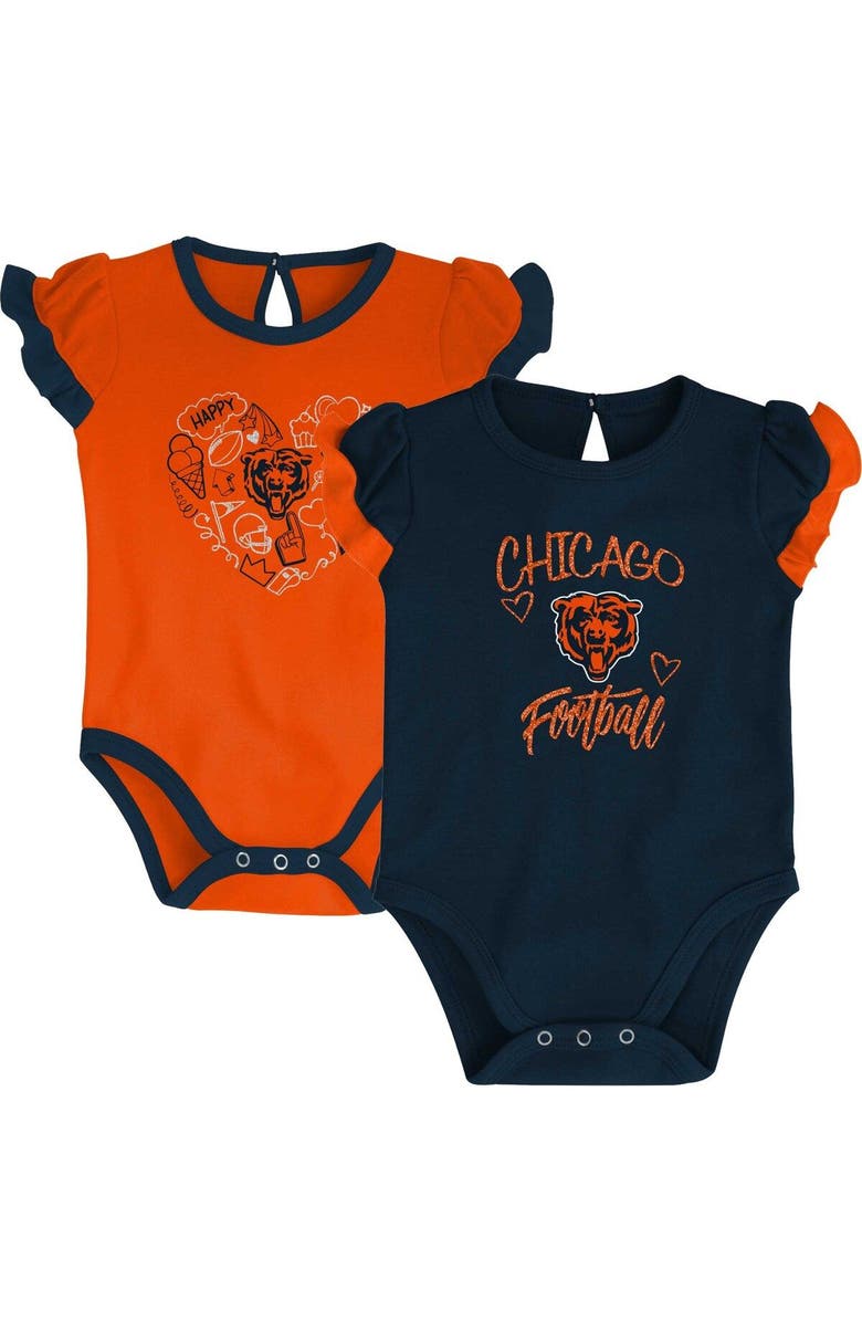 Outerstuff Newborn & Infant Navy/Orange Chicago Bears Too Much Love Two-Piece Bodysuit Set, Main, color, Navy