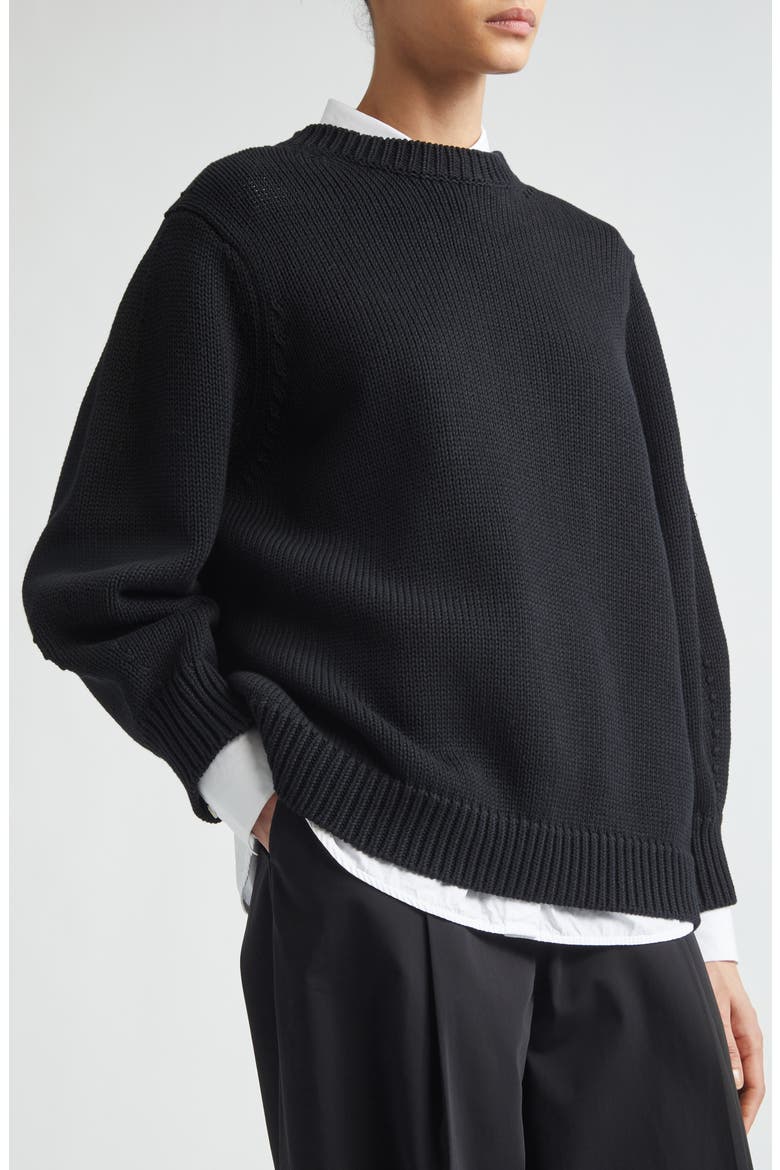 Oversize Organic Cotton Sweater, Alternate, color, BLACK