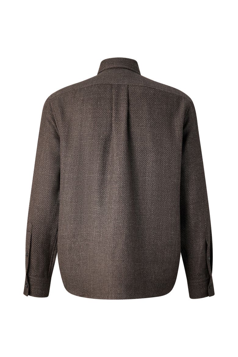 Virgin Wool-Linen Mix Shirt Heiko, Alternate, color, Dark brown