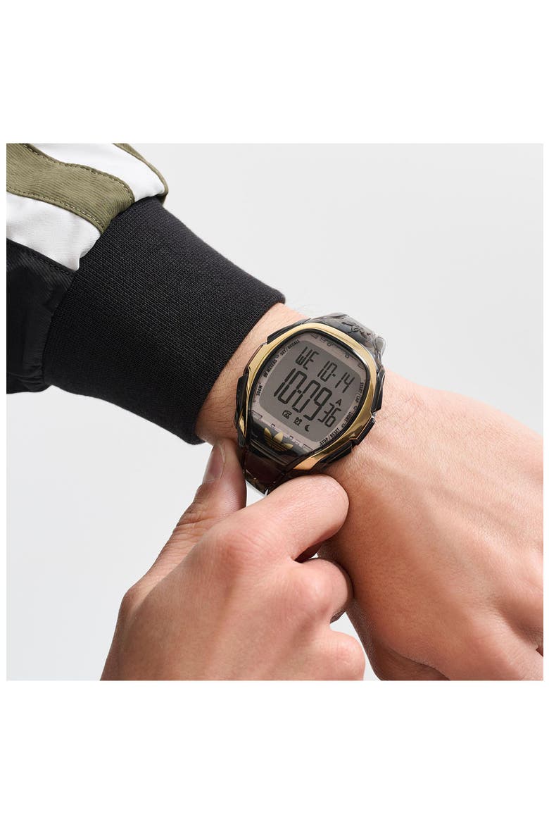 AO Fashion Chronograph Silicone Strap Watch, 45mm, Alternate, color, BLACK