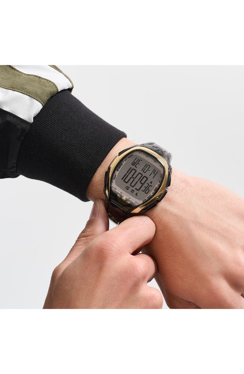 adidas AO Fashion Chronograph Silicone Strap Watch, 45mm, Alternate, color, Black