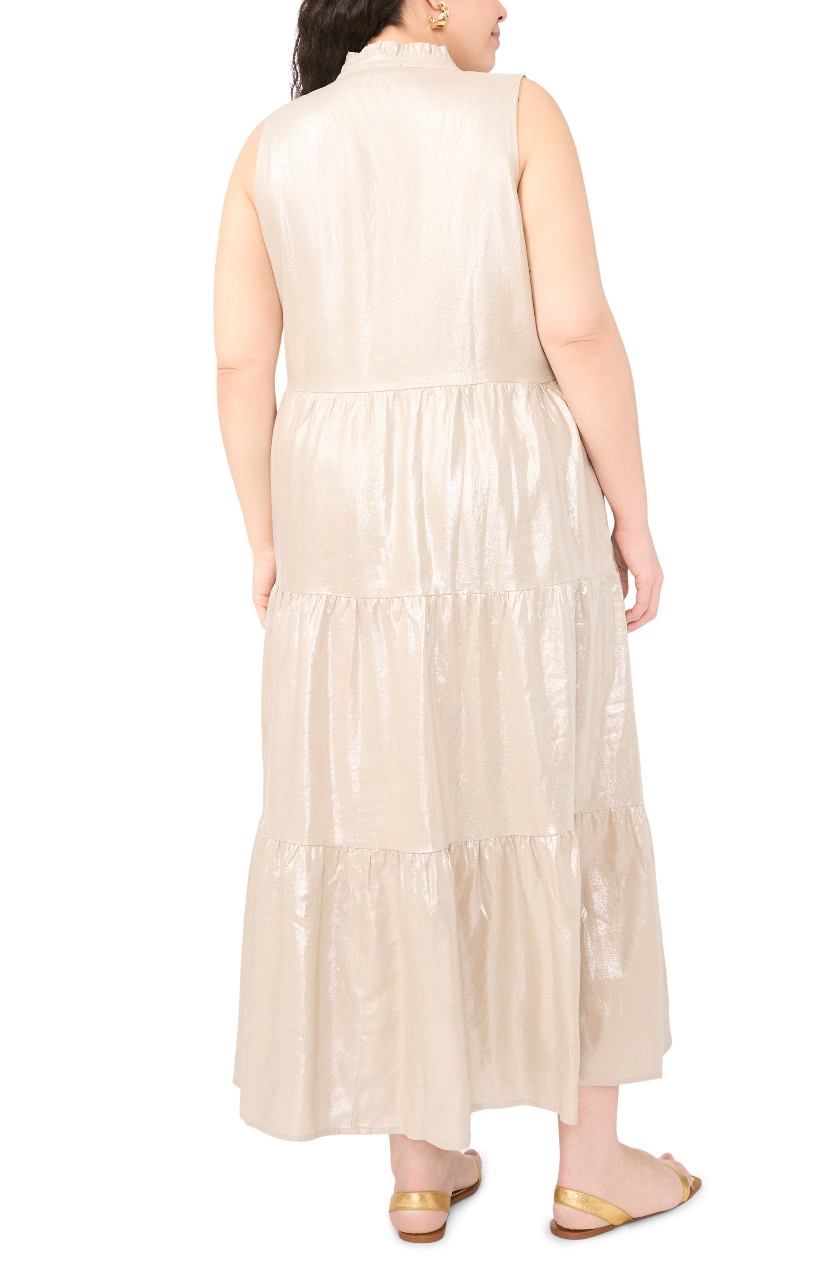 vince linen maxi dress Vince Camuto Women's Tiered Ruffle Maxi Dress - Neutral