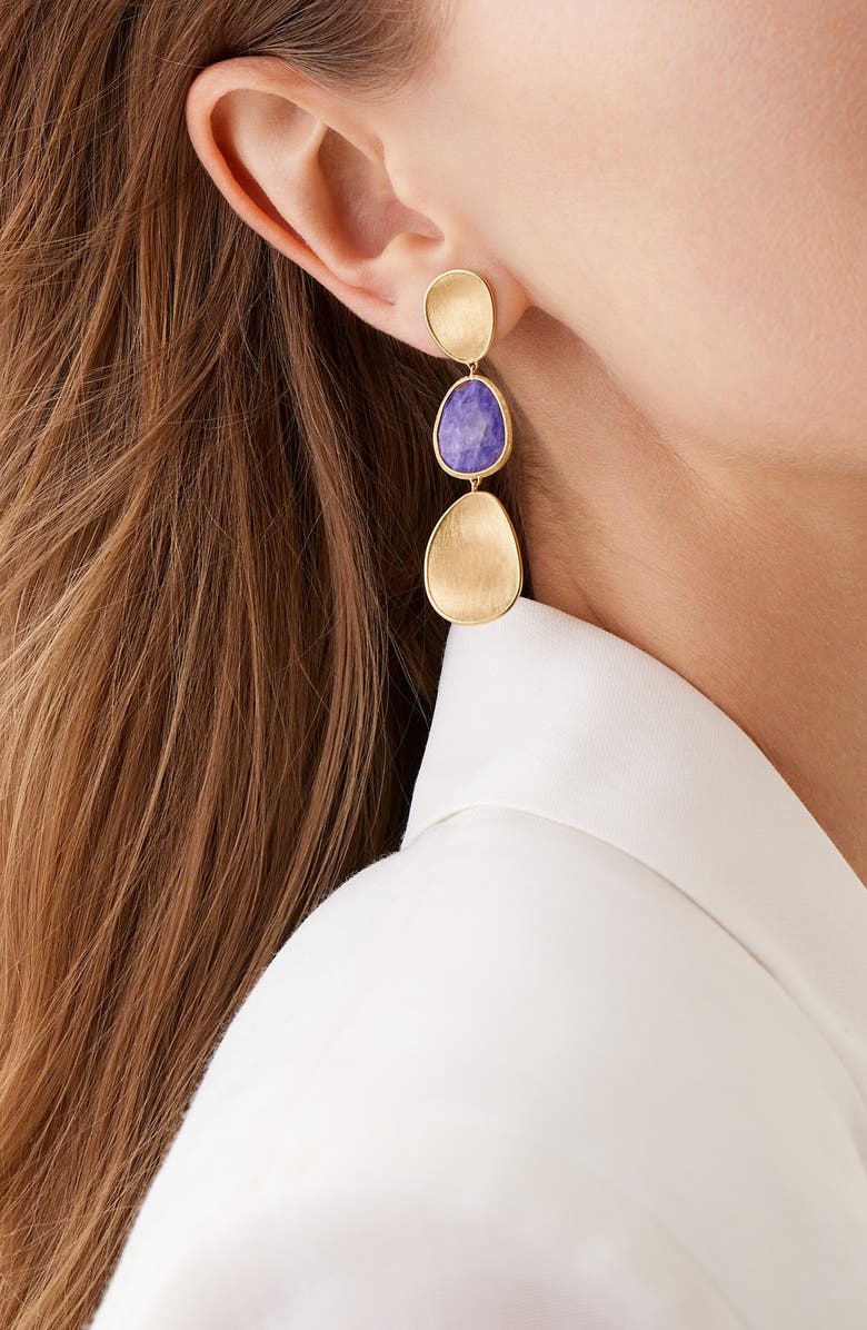 Marco Bicego Lunaria Charoite Drop Earrings, Alternate, color, Gold