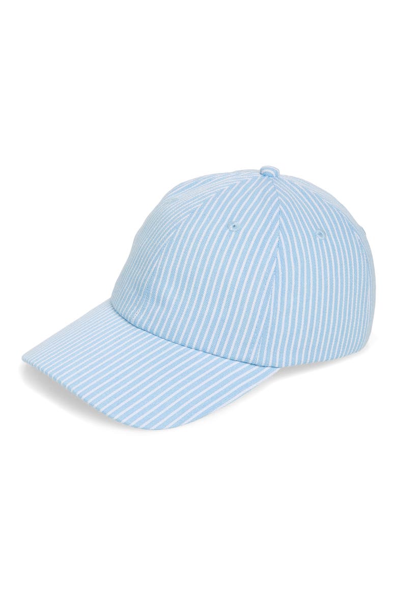 Stripe Baseball Cap, Main, color, BLUE- IVORY