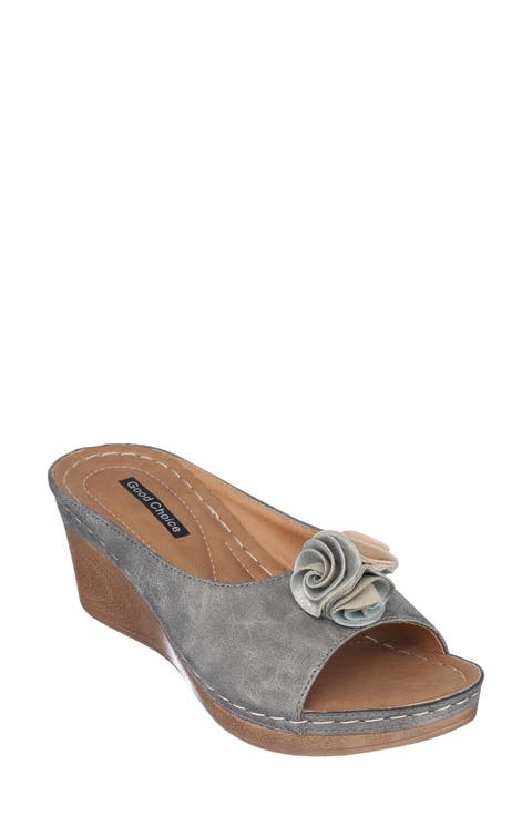 Sydney Floral Platform Wedge Sandal