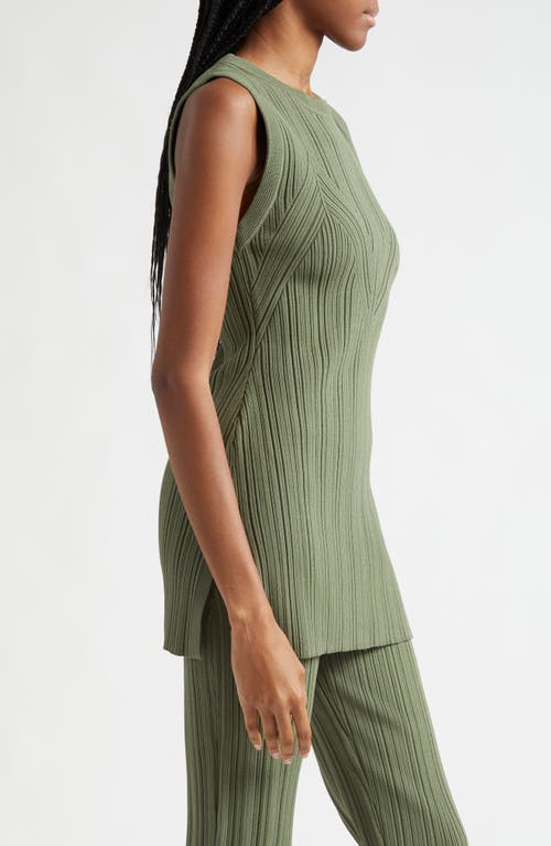 Veronica Beard Semma Sleeveless Ribbed Sweater In Stone Army
