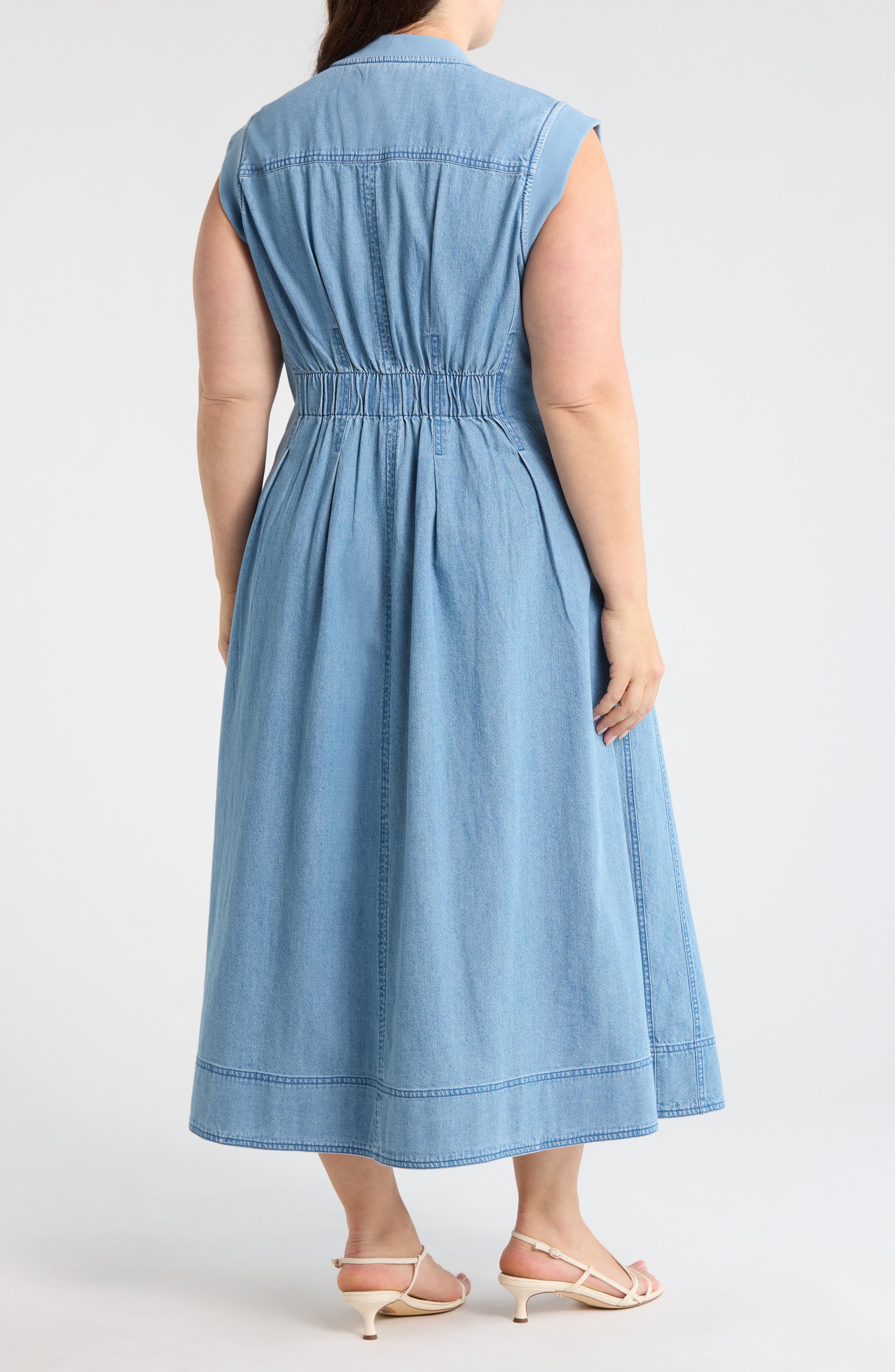 Pintuck Denim Midi Dress - image 2