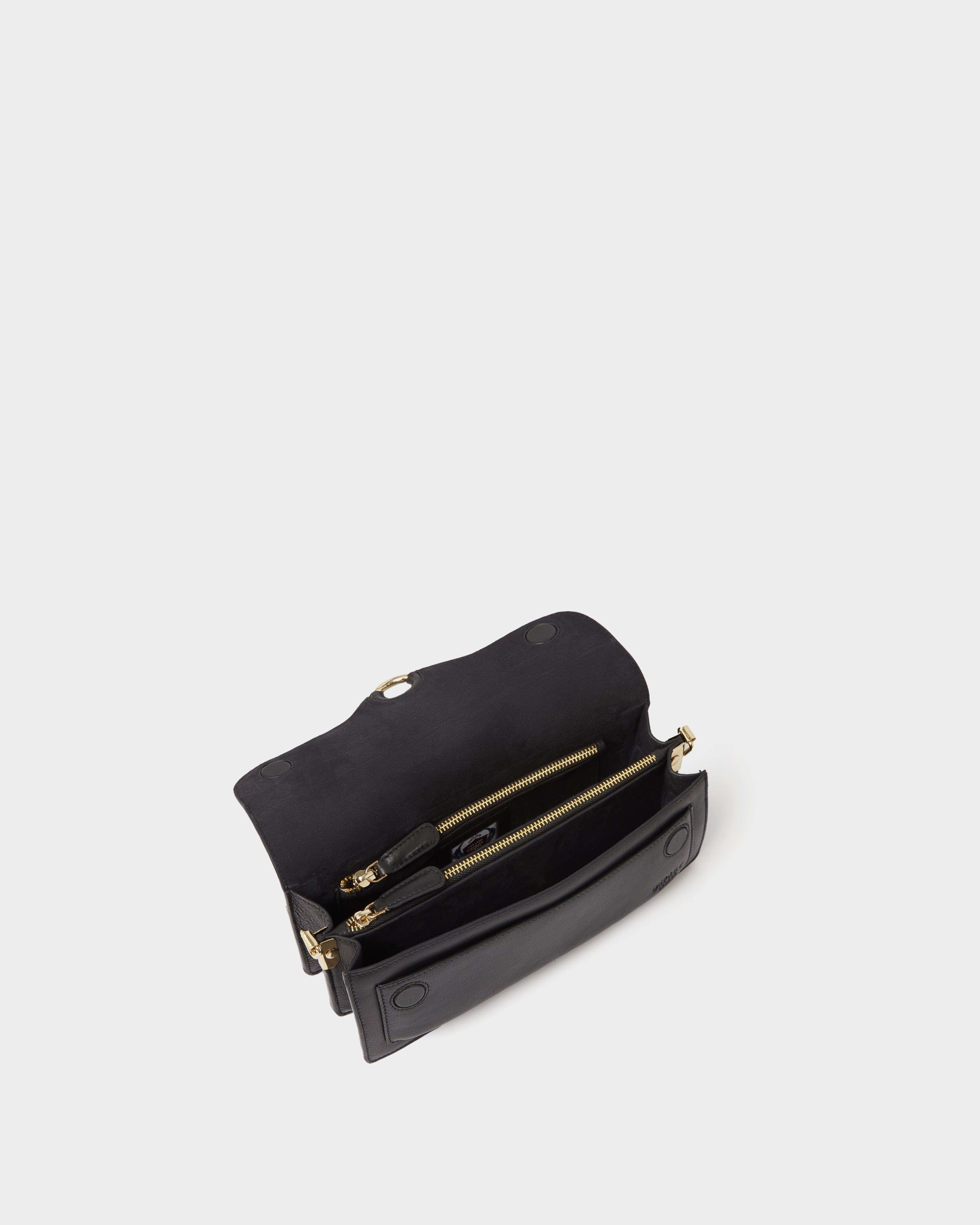 Osprey London The Marlow Leather Shoulder Bag, Alternate, color, Black