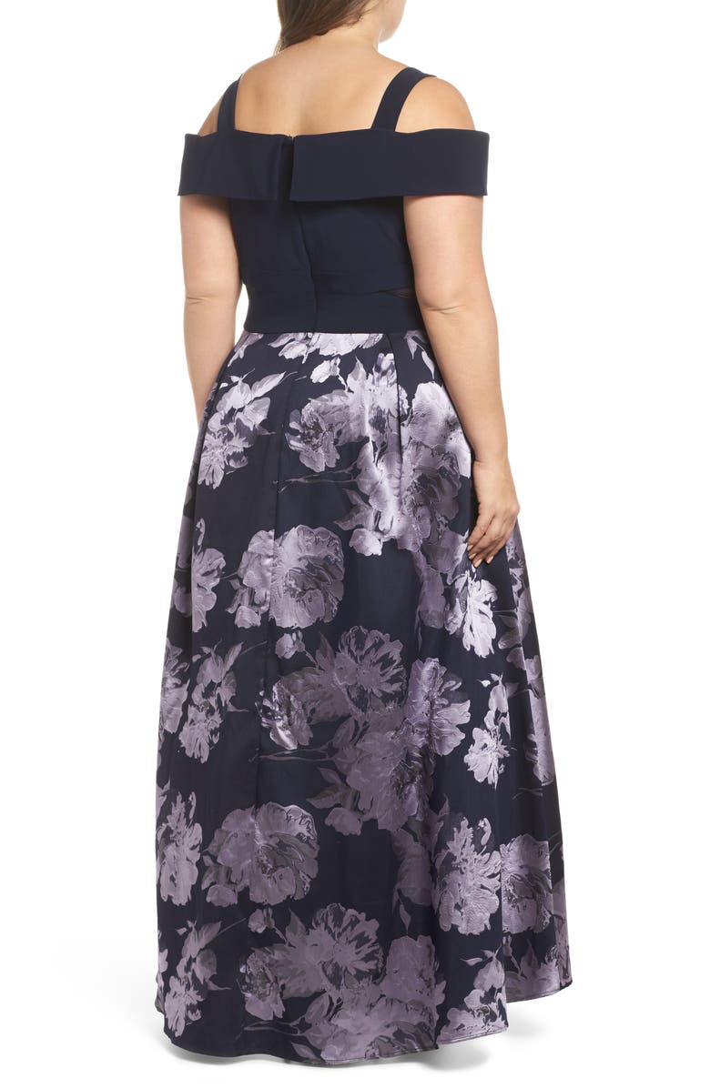 Xscape Evenings Xscape Off the Shoulder Brocade High/Low Dress, Alternate, color, 