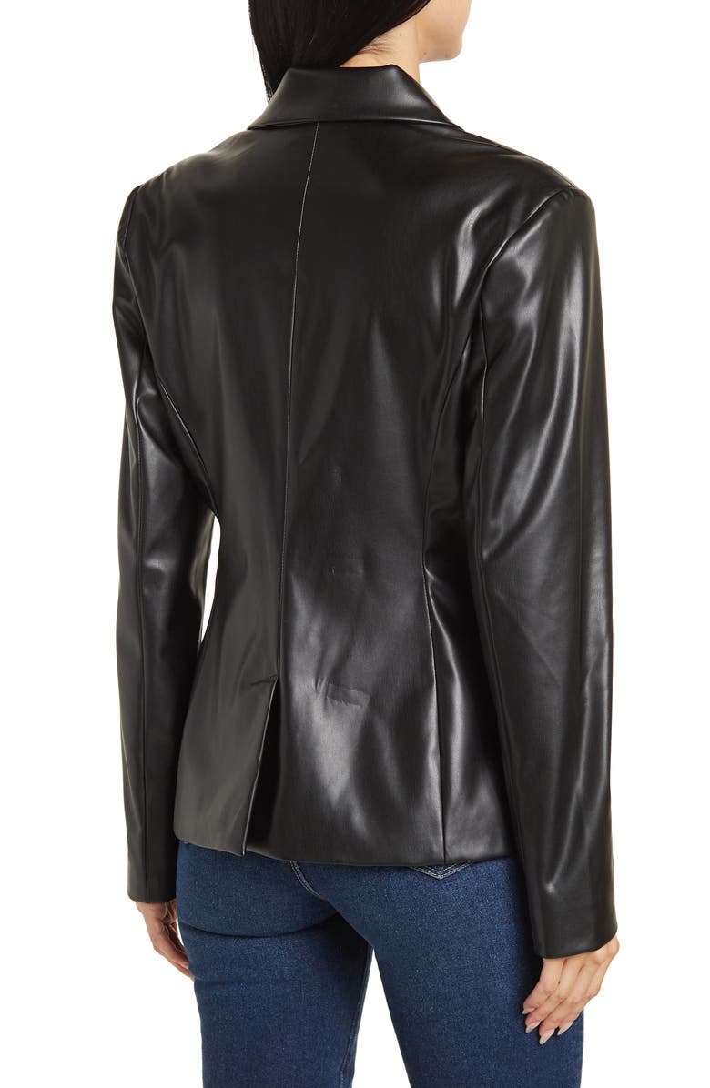 Alexia Admor Faux Leather Double-Breasted Peak Lapel Blazer, Alternate, color, 