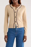 Rails Norah Contrast Detail Cotton Blend Cardigan