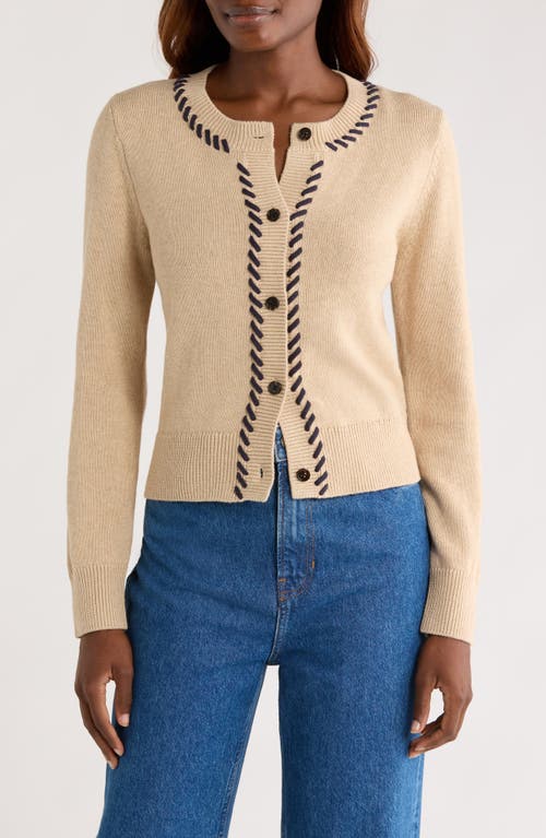Rails Norah Contrast Detail Cotton Blend Cardigan In Brown