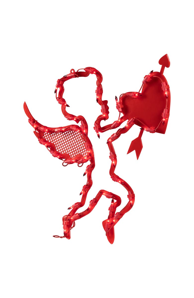 Northlight Lighted Cupid with Heart Valentine's Day Window Silhouette - 17" - Red, Alternate, color, Red