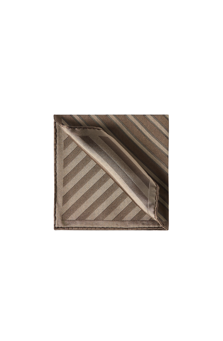 Brunello Cucinelli Regimental stripe silk pocket square, Alternate, color, Grey