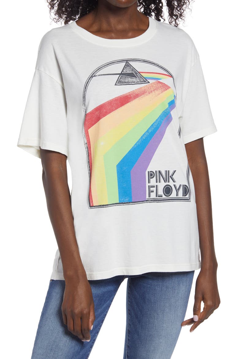 Pink Floyd Retro Rainbow Boyfriend Graphic Tee, Main, color, STONE VINTAGE