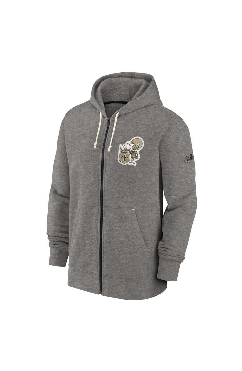 Nike Men's Nike Heather Charcoal New Orleans Saints Historic Lifestyle Full-Zip Hoodie, Alternate, color,