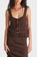 Madewell Pointelle Stitch Tie Front Cotton Sweater Tank
