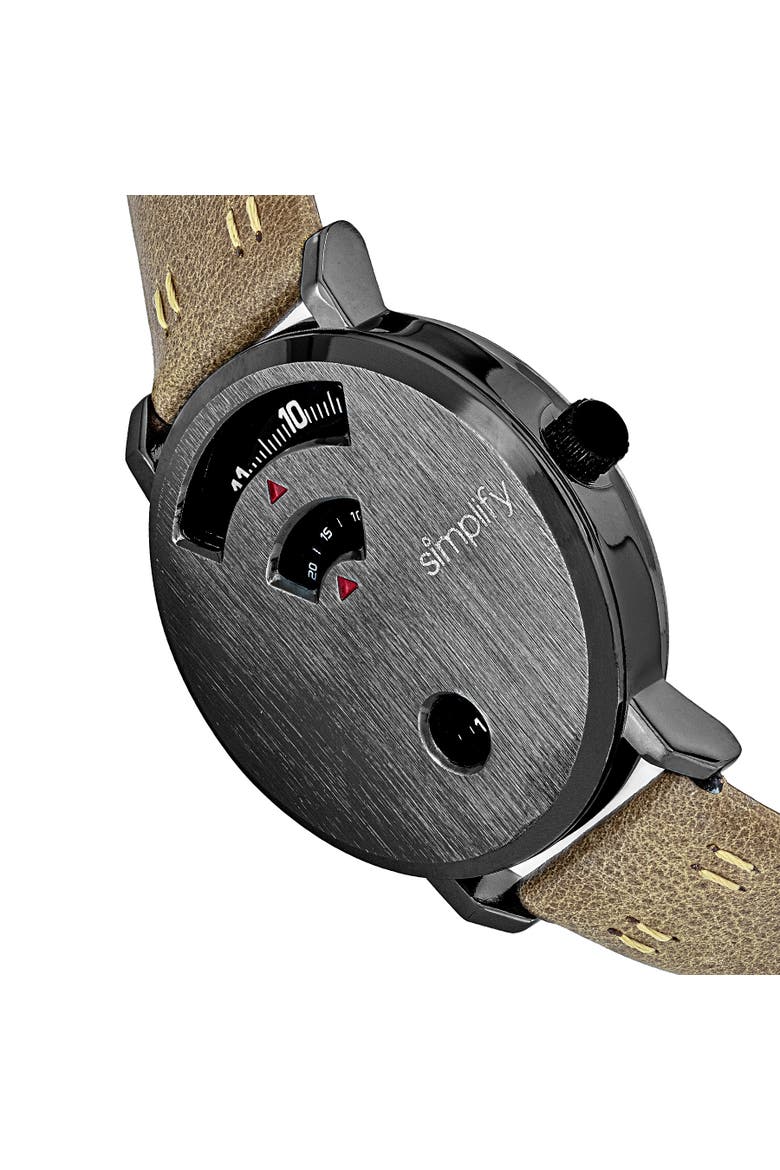 The 7000 Leather-Band Watch, Alternate, color, Gunmetal/Brown