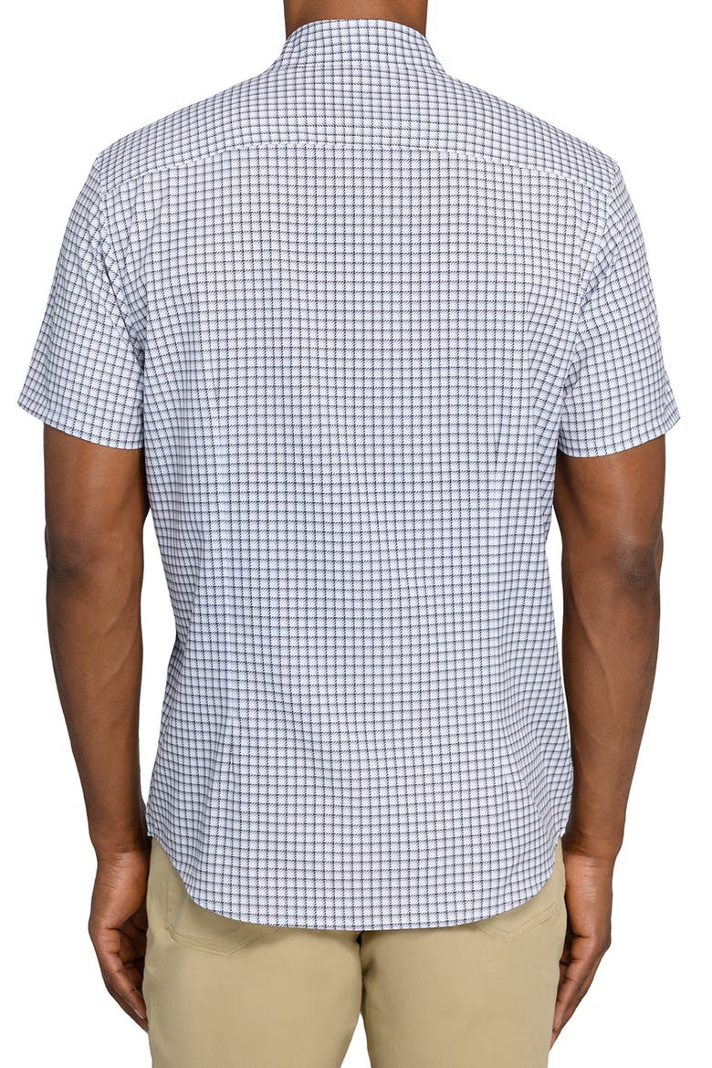 Slim Fit Shaded Square Short Sleeve Performance Button-Up Shirt, Alternate, color, WHITE/ BLACK