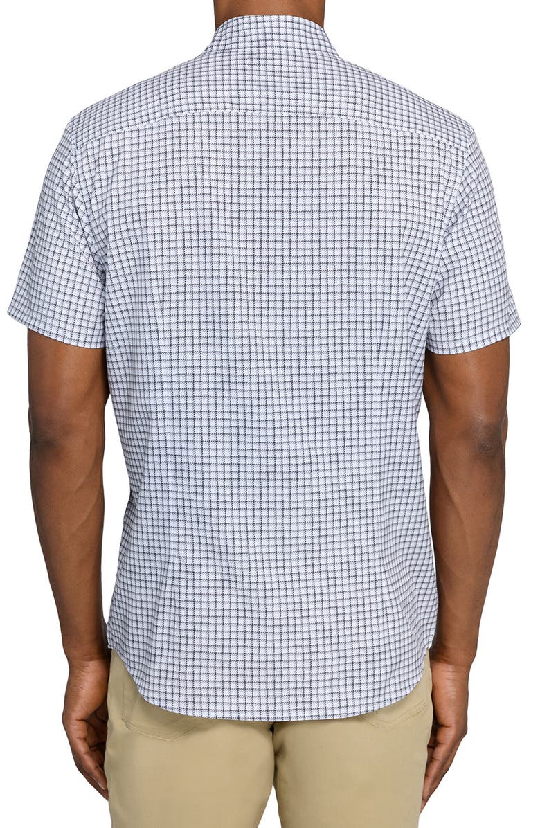 W.R.K Slim Fit Shaded Square Short Sleeve Performance Button-Up Shirt, Alternate, color, White/ Black